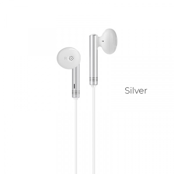 Проводные наушники HOCO M22 Spirited Rhyme, Jack 3.5mm, 1.2 м, серебристый, контроллер с микрофоном